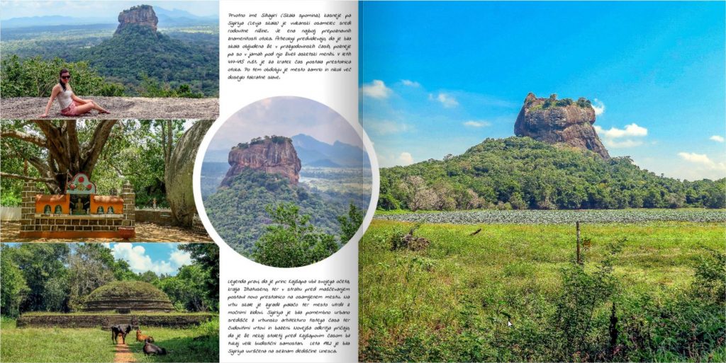 Stran v fotoknjigi s fotografijami narave s Šrilanke