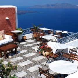 Fotografija kavarne z otoka Santorini