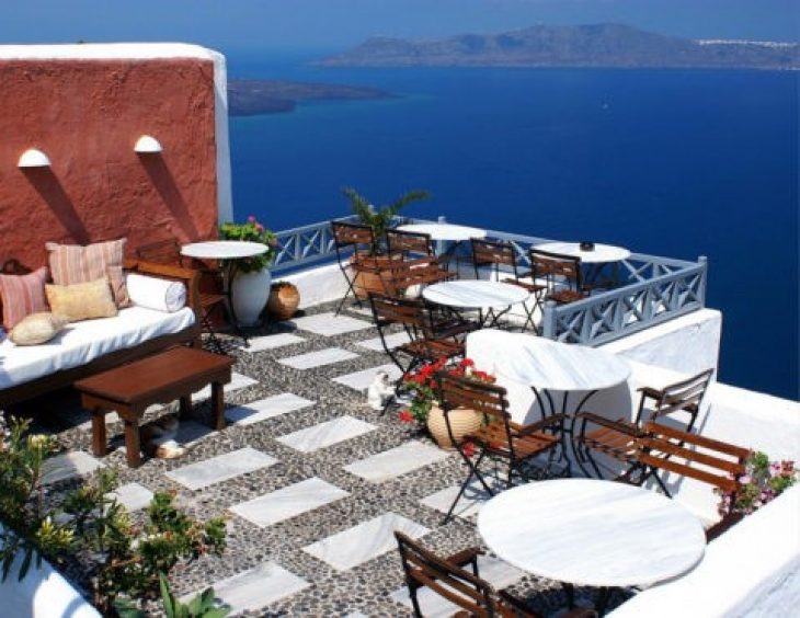 Fotografija kavarne z otoka Santorini
